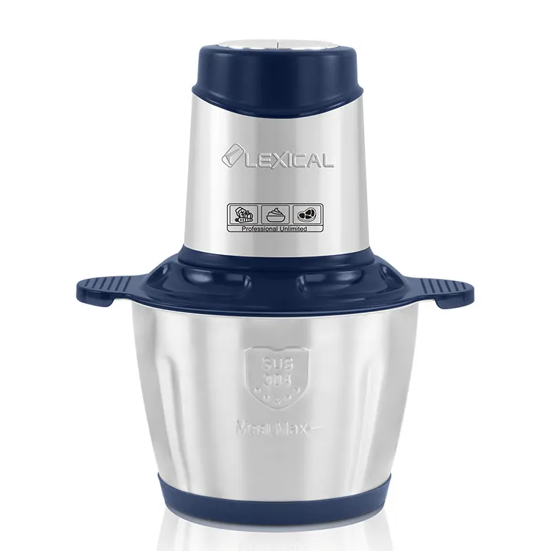 Hachoir électrique Lexical LCH-1915 Bleu – 3L - 400W - Bol Inox - 4 Lames Inox