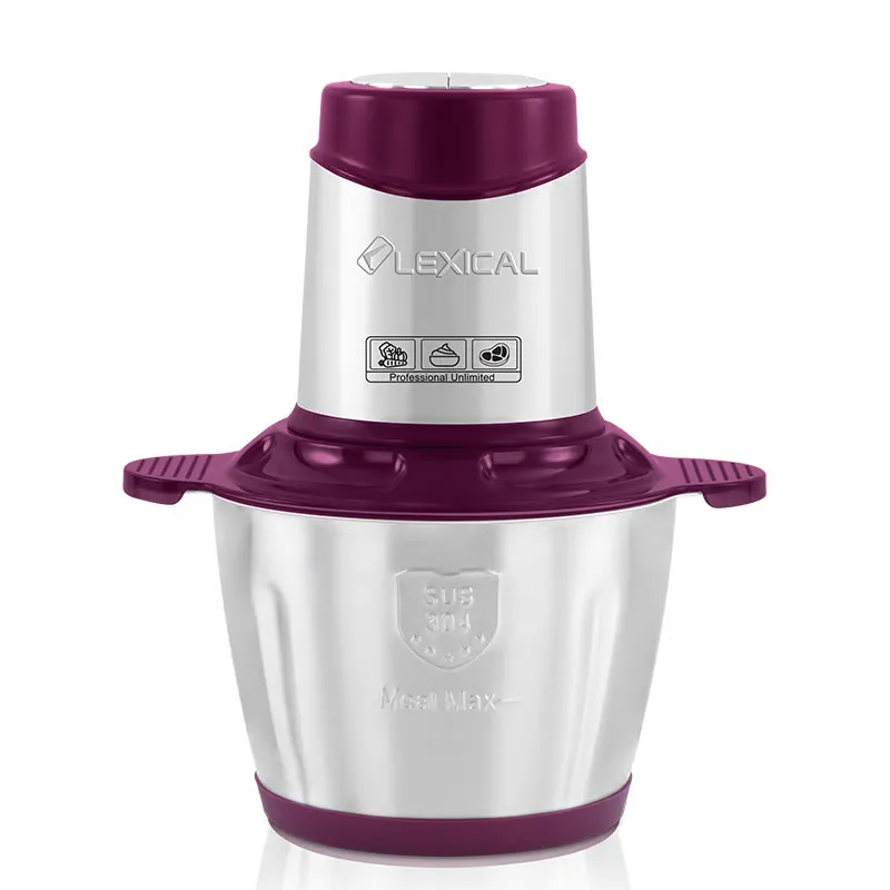 Hachoir électrique Lexical LCH-1915 Violet – 3L - 400W - Bol Inox - 4 Lames Inox