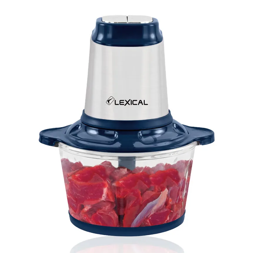 Hachoir Électrique Lexical LCH-1911 Violet – 2L - 300W - Bol Verre - 3 Vitesses - Lames Inox