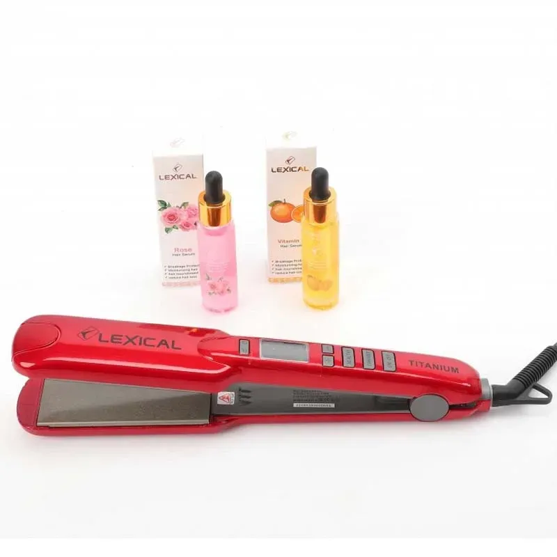 Lisseur De Cheveux Lexical LHS5380 + 2 Huiles De Soin Capillaire - Rouge