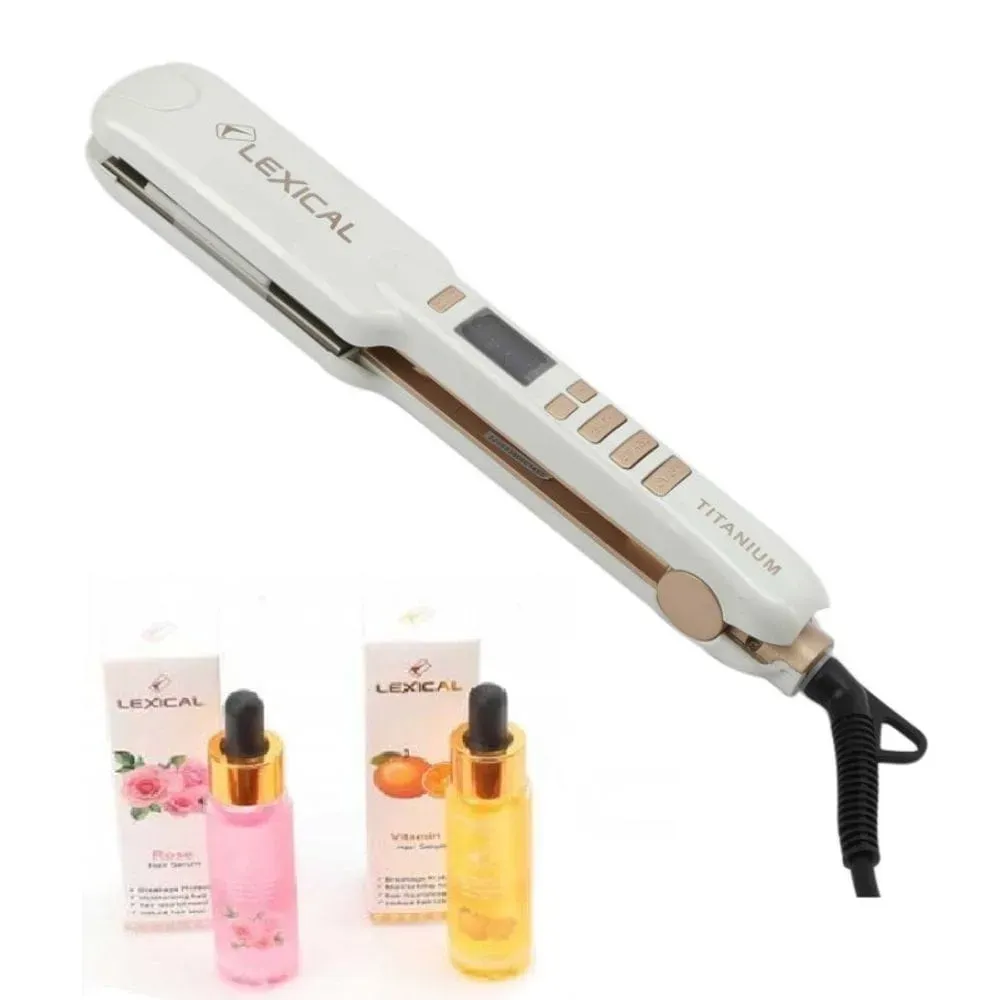 Lisseur De Cheveux Lexical LHS5380 + 2 Huiles De Soin Capillaire - Blanc